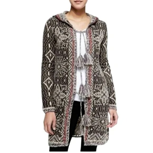 Free People Kai Tasseled Hoodie Long Cardigan Sm - Picture 1 of 13